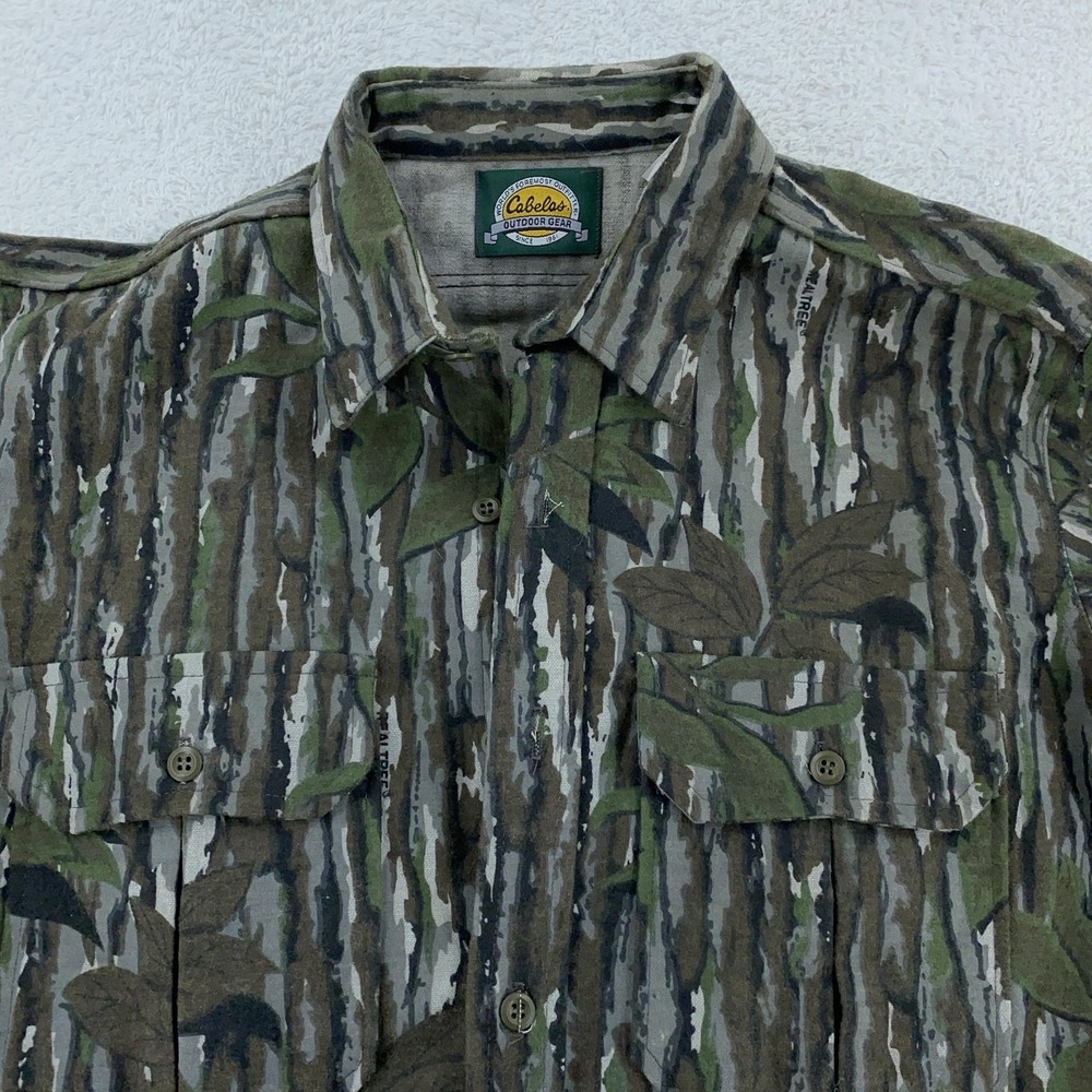 Cabelas Shirt Mens Large Camo Camouflage Button Up Made‎ USA Hunting Outdoor